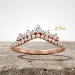 Bague de mariage de luxe incurvée en forme de couronne, sertie de diamants ronds 0,40 ct EF VS1, en argent sterling 925 plaqué argent, idéale pour les fêtes - Product Image 3