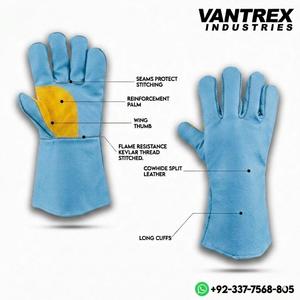 Guantes de Soldadura Personalizados de Cuero Vacuno Transpirable y Resistente al Calor, Guantes de Trabajo para Soldadores Más Vendidos en Pakistán - Product Image 2