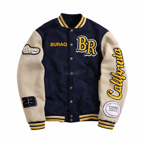 Chaqueta Varsity Formal Personalizada para Hombre, Mezcla de Lana, Estilo Béisbol, con Logotipo Frontal - Product Image 1