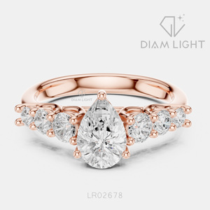 แหวนหมั้นเพชรเพาะเลี้ยง 0.877 กะรัต ทรงลูกแพร์ ตัวเรือนทองคำขาว 14K ประดับเพชรแบบ Pave Band แหวนเจ้าสาว รับรองโดย IGI เครื่องประดับชั้นดี เหมาะสำหรับเป็นของขวัญ - Product Image 3