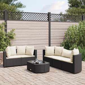 Ensemble de 6 canapés de patio noirs, ensembles de jardin élégants - Product Image 1