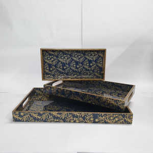 ถาดพิมพ์ลาย MDF ทรงสี่เหลี่ยมผืนผ้าถาดเสิร์ฟงานฝีมือสำหรับโรงแรมร้านอาหารเครื่องครัวใช้ในโรงแรม - Product Image 1