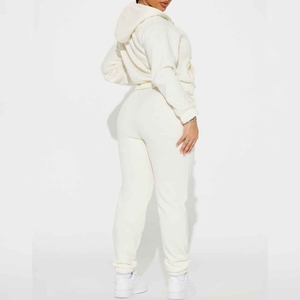 High Quality OEM Cotton Zipper Women's Tracksuit Two Piece <b>Set</b> Zipper Hoodie And Sweatpants Custom Design Fashion Wear Cotton - Product Image 4