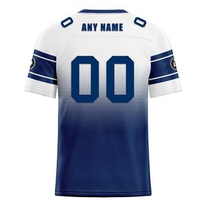 Camiseta de Rugby Sublimada Personalizada, Unisex, Cuello en V, Manga Corta, Absorbe la Humedad, Nombre del Equipo 00, Uniforme de Malla Blanca y Azul Marino 100% - Product Image 3