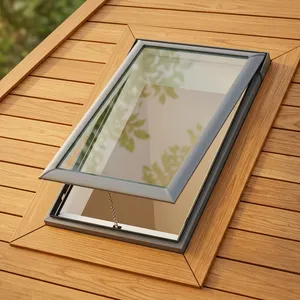 Ventana de techo moderna con claraboya de vidrio transparente y marco de metal oscuro instalada sobre tejas, que aporta luz diurna natural a la casa. - Product Image 4