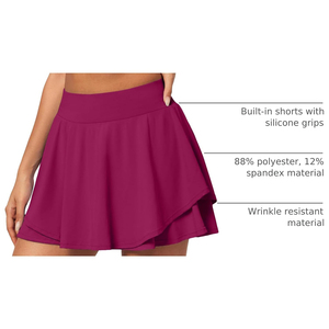 Falda Deportiva Nueva 2026 OEM ODM para Mujer, Falda de Tenis Morada con Cintura Elástica, Secado Rápido, Color Sólido, Ajuste Regular, para Todas las Estaciones - Product Image 4