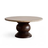 Table basse ronde design en bois massif, base unique sur piétement, mobilier moderne pour salon NAVYANI ARTS NVA301