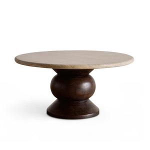 Mesa de Centro Redonda de Diseño, Madera Sólida, Base de Pedestal Única, Muebles Modernos para Sala de Estar - Product Image 1