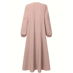 Robe longue islamique tendance, boutonnée, modeste, à manches longues, de haute qualité, en lin/coton/polyester, pour femme musulmane. - Product Image 2