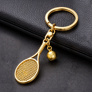 Porte-clés de raquette de tennis en alliage de zinc, sérigraphié, motif dessin animé vintage, personnalisé, souvenir de club sportif - Product Image 3