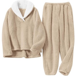 Conjunto de Pijama de Forro Polar para Mujer, Cuello Alto, Manga Larga, Suave y Cómodo, Ropa de Dormir de Invierno, Cintura Elástica, Conjunto de Pijama Largo - Product Image 5