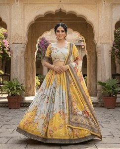 LAMOUNT Women Lehenga Choli Embroidery Silk Floral Design Traditional Indian <b>Wedding</b> Party Wear Floor-Length Regular Fit Gujarat - Product Image 1