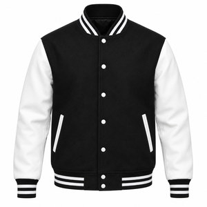 Veste de baseball universitaire d'hiver personnalisable pour hommes, logo personnalisé sur le devant, corps 100% laine, doublure en toile imperméable en laine - Product Image 1