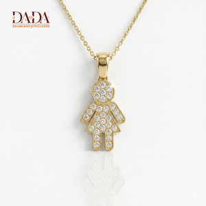 Collier pendentif Diamond Girl, pendentif figurine mignonne, bijoux cadeau, collier personnalisé, design de bijoux sur mesure - Product Image 1