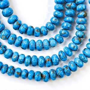 AAA Blue Copper Turquoise Rondelle Beads 8-10MM Turquoise Gemstone Beads Strand Blue Turquoise Beads For Jewelry Making Supplies - Product Image 6