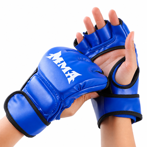 Premium Custom Logo Leather MMA <b>Gloves</b> Professional Mixed Martial Arts Training Boxing Hook Loop Closure Breathable <b>Moisture</b> - Product Image 2