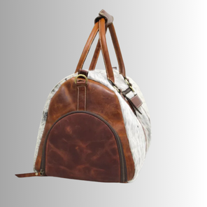 Bolsa de Viaje de Cuero Genuino con Cierre, Gran Capacidad, Estilo Vintage, Resistente, de Piel de Vaca con Pelo, Proveedor Directo de Fábrica LHODB-0017 - Product Image 4