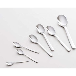 Vaisselle, logo personnalisé, emballage élégant, cuillère à service en métal argenté bon marché, acier inoxydable, plaqué argent, ensemble de grande cuillère et de petite cuillère - Product Image 1