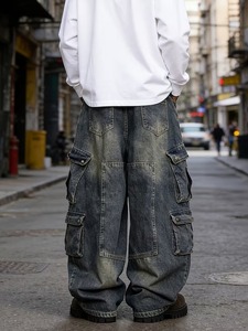 Jeans en denim pour homme, coupe classique, logo personnalisé OEM, pantalon droit classique - Product Image 5