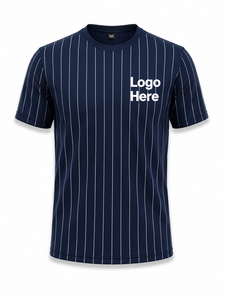 T-shirt à manches longues pour homme, bleu marine uni, coupe classique, col rond, décontracté, tricoté, 100% coton, 180 grammes, logo sur le devant, écologique - Product Image 1