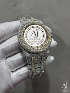 AARVA JEWELS นาฬิกาข้อมือผู้ชายสุดหรู ตัวเรือนโมอิสซาไนต์และสแตนเลส ขนาด 41 มม. ระบบควอตซ์อนาล็อก สายขนาด 20 มม. หน้าปัดกระจก ตัวล็อคแบบซ่อน - Product Image 5