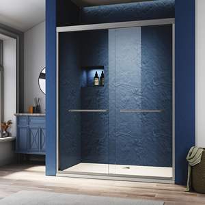 56-60in. W X 57in. H Nickel Brossé Semi Sans Cadre Double Baignoire Porte Certifiée Épais Verre Trempé Clair 304 Porte De Douche - Product Image 5