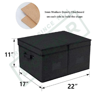 Caja de Almacenamiento Decorativa de Tela con Tapa y Asas, Organizador Plegable de Lino para Ropa, Libros, Juguetes y Lavandería - Product Image 3