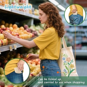 Best Selling <b>Foldable</b> Cotton Tote <b>Bag</b> For Travel Shopping And Easy Storage Portable Carry <b>Bag</b> Indiam Supplier - Product Image 3