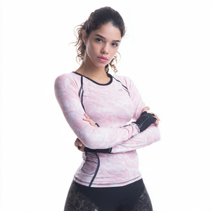 Workout Wear Rash Guard Yoga Exercise Base Layer Crew Women's Breathable Quick Dry Anti-UV <b>Long</b> <b>Sleeve</b> <b>Compression</b> T-<b>Shirt</b> Gym - Product Image 2