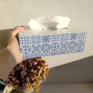 Caja de pañuelos de madera con estampado náutico, caja de pañuelos de madera con estampado costero para decoración de casas de playa, caja de accesorios al por mayor - Product Image 5