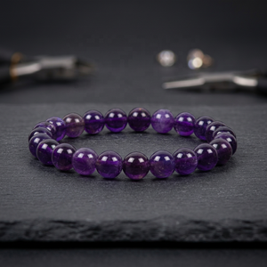 Bracelets en améthyste naturelle faits à la main, perles rondes, unisexe, inspiration tendances de la mode, vente en gros - Product Image 3