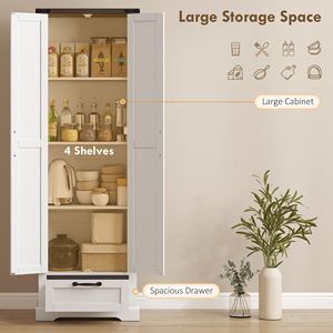 Moderno Armadio Dispensa da Cucina con Ante Scorrevoli Bianche, Pannelli in Compensato e Ripiani Regolabili - Product Image 4