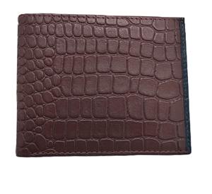 Cartera de Hombre con Grabado de Cocodrilo, Protección RFID, Cierre Plegable, Uso Diario, Color Marrón, Diseño Minimalista - Product Image 1