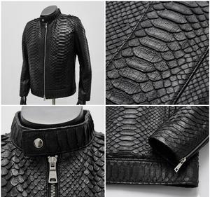 <b>Men's</b> Black <b>Gothic</b> Turtleneck Zipper <b>Jacket</b> Full Sleeve Solid Pattern Windproof Winter Heavyweight Leather <b>Jacket</b> - Product Image 5