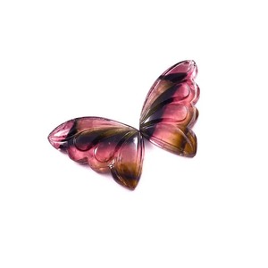 Sarim International Carved <b>Rainbow</b> Watermelon Tourmaline Butterfly Wings, Natural Gemstone Pair 16x27mm (33 Carat)l - Product Image 3