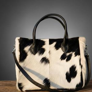 Sac fourre-tout en cuir véritable fait main avec poils, sac à bandoulière tendance pour femme, fermeture ouverte, été automne LHTB-0004 - Product Image 5