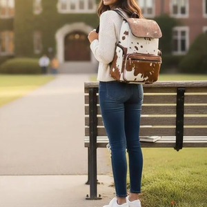 Sacs d'étudiant en cuir de vachette véritable avec poils, vente en gros, fournisseur OEM, sacs d'école personnalisés de qualité export mondial - Product Image 5