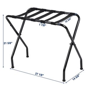 Moderno Portavaligie Pieghevole in Metallo Nero 680*400*560MM, Arredamento Pieghevole per Hotel e Camera da Letto - Product Image 2