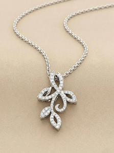 Collar con Colgante de Circonia Cúbica en Forma de Flor para Mujer, Cadena de Serpiente de Acero Inoxidable Chapada en Rodio, Joyería Clásica para Uso Diario - Product Image 1