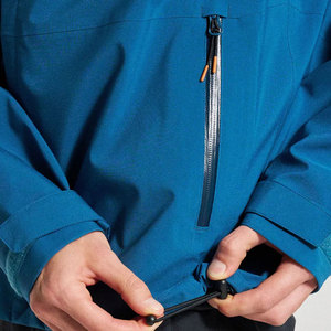 Veste imperméable à capuche pour homme, bleu uni, en polyester, fermeture éclair, style sportif, vêtements d'extérieur pour l'hiver - Product Image 5