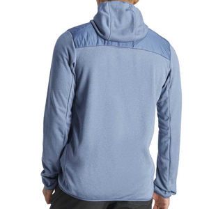 Veste à capuche hybride zippée slim fit pour homme, idéale pour l'automne, avec rembourrage en duvet sur le devant et manches en polaire rembourrées à l'arrière. - Product Image 2