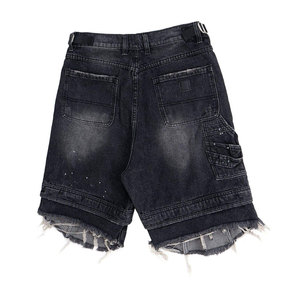 Shorts en jean noir déchiré pour homme, coupe décontractée, style streetwear tendance, par Star Crystal Enterprises - Product Image 4