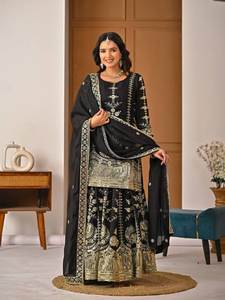 Nouvelle Collection : Ensemble Sharara Moderne avec Dupatta – Tenue de Soirée et de Mariage de Créateur – Haut, Sharara et Palazzo en Soie Chiffon Lourde – Prix de Gros – Livraison Rapide - Product Image 4