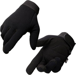 Gants de moto pour hommes Samroz Sports en maille textile noire avec paume renforcée pour mécaniciens - Product Image 1