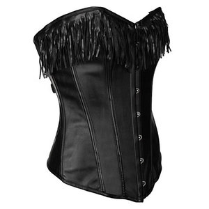 <b>Women's</b> Black Leather Corset <b>Waistcoat</b> with Zipper Closure and Lace-Up Back Casual Style Waterproof Outerwear Regular Length - Product Image 2