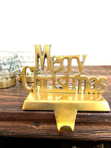 Gold Merry Christmas Stocking Holder Metal Fireplace Mantel <b>Hanger</b> Decorative Christmas Sign with Hook Festive Holiday Home Deco - Product Image 6