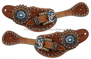 Equipo de equitación multifuncional de cuero genuino ligero con herramientas personalizadas-Correas rectas con tachuelas de cristal Sillines de temporada - Product Image 4