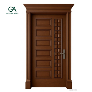 Puerta de Panel Asimétrica de Madera Sólida Moderna con Diseño Geométrico para Hogares Contemporáneos OEM y ODM GA-36S - Product Image 1