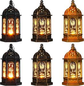 Linterna LED de Ramadán, Eid Mubarak, Lámpara de Mesa Islámica Hecha a Mano, Lámpara Colgante de Madera Vintage, Decoración para el Hogar, Regalo Festivo, Funciona con Batería - Product Image 2