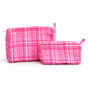 For Plaid Quilted Cotton Eco-Friendly Portable Cosmetic Pouch Set Zipper Makeup <b>Bags</b> Travel for Organizers for <b>Women</b> - Product Image 5
